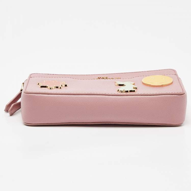 Pre Owned Marc Jacobs Pink Leather Double Zip Chain Clutch
