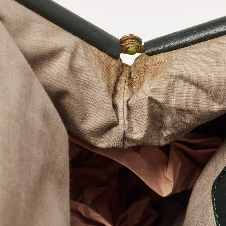 Pre Owned Marc Jacobs Metallic Green Quilted Leather Stam Shoulder Bag