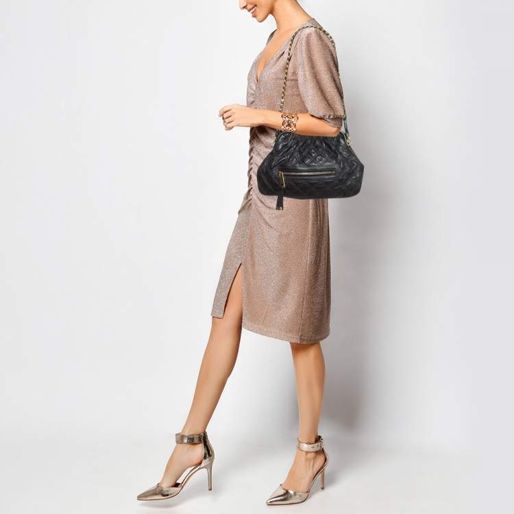 Pre Owned Marc Jacobs Black Quilted Leather Little Stam Shoulder Bag