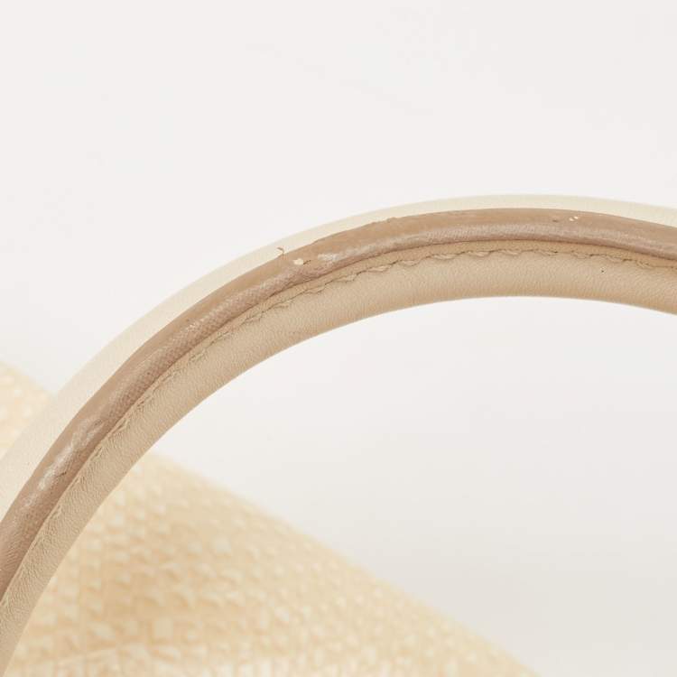Pre Owned Marc Jacobs Cream Snakeskin Embossed Leather Stam Satchel
