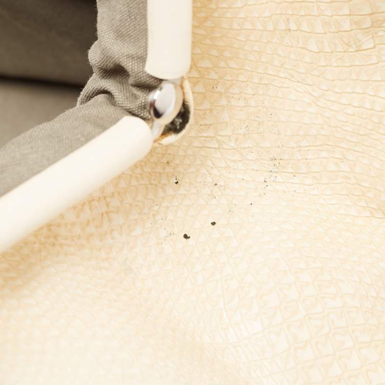Pre Owned Marc Jacobs Cream Snakeskin Embossed Leather Stam Satchel