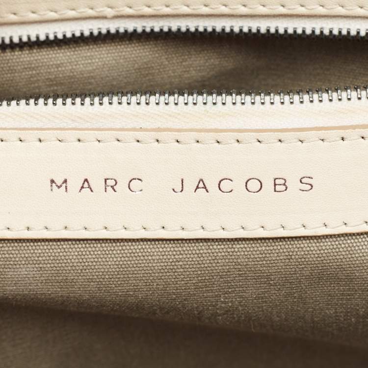 Pre Owned Marc Jacobs Cream Snakeskin Embossed Leather Stam Satchel