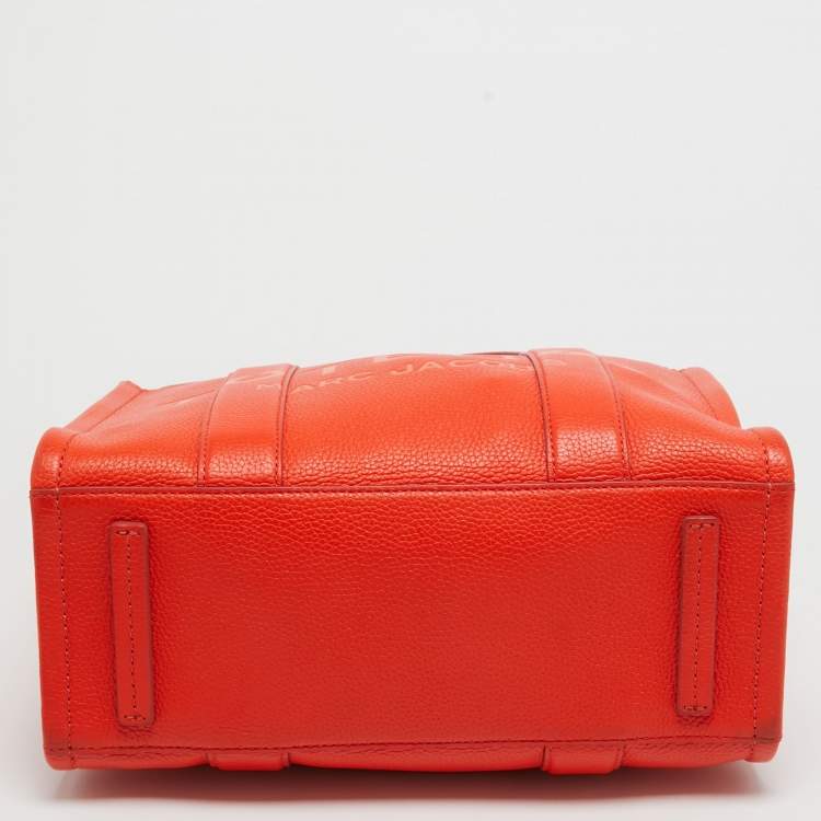 Pre Owned Marc Jacobs Orange Leather Medium The Tote Bag
