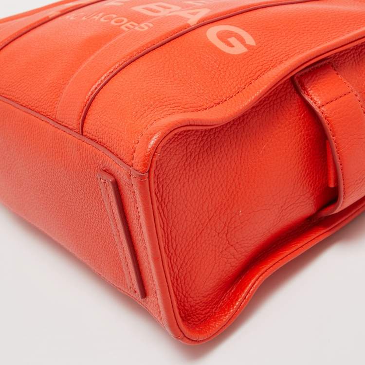 Pre Owned Marc Jacobs Orange Leather Medium The Tote Bag