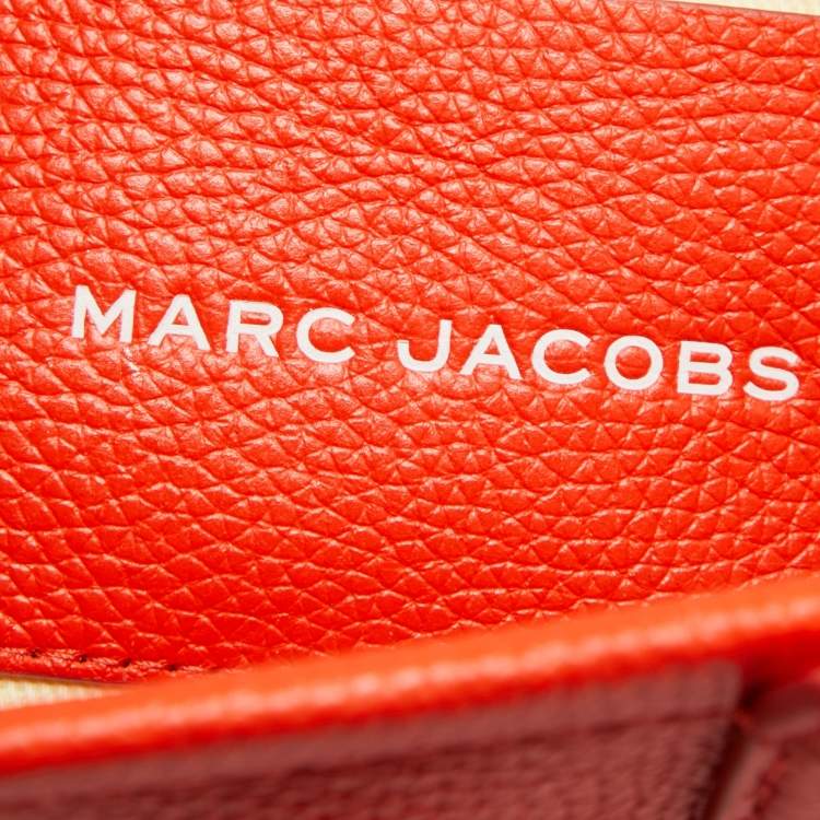 Pre Owned Marc Jacobs Orange Leather Medium The Tote Bag