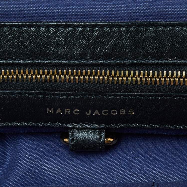 Pre Owned Marc Jacobs Black/Beige Leather Safety Pin Stam Satchel