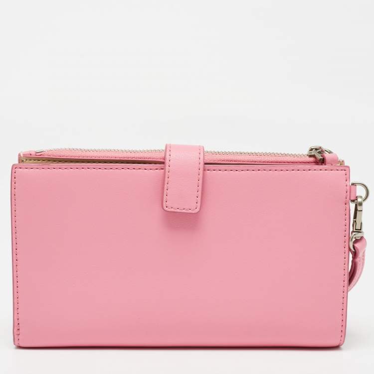 Pre Owned Marc Jacobs Pink/Beige Leather The Phone Wristlet Wallet