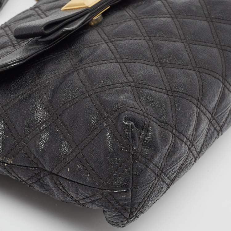 Pre Owned Marc Jacobs Black Quilted Leather Bow Shoulder Bag