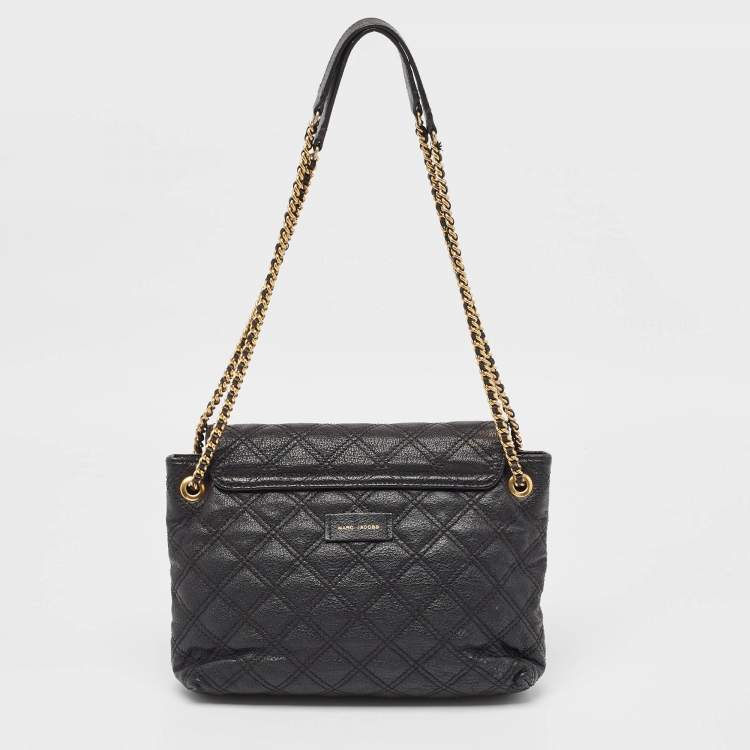 Pre Owned Marc Jacobs Black Quilted Leather Bow Shoulder Bag
