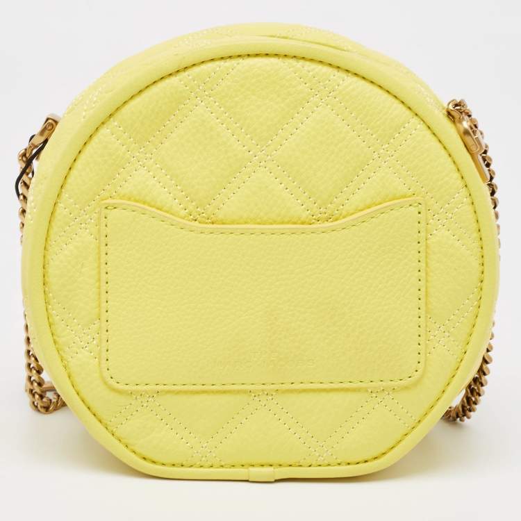 Pre Owned Marc Jacobs Powder Yellow The Status Round Crossbody Bag