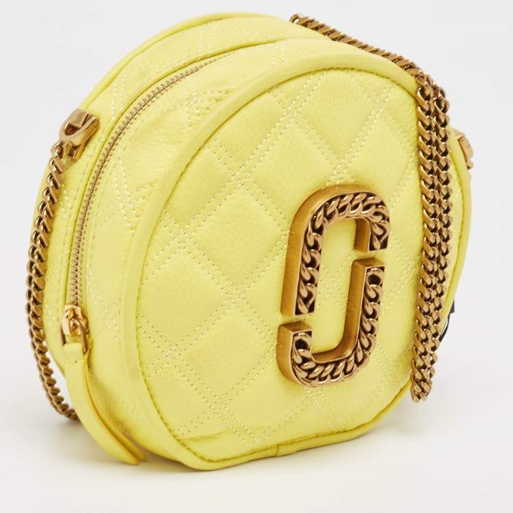 Pre Owned Marc Jacobs Powder Yellow The Status Round Crossbody Bag