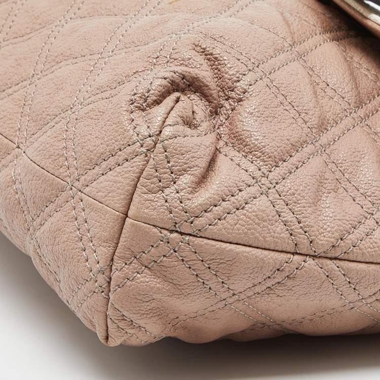 Pre Owned Marc Jacobs Pink/White Quilted Leather Bow Shoulder Bag