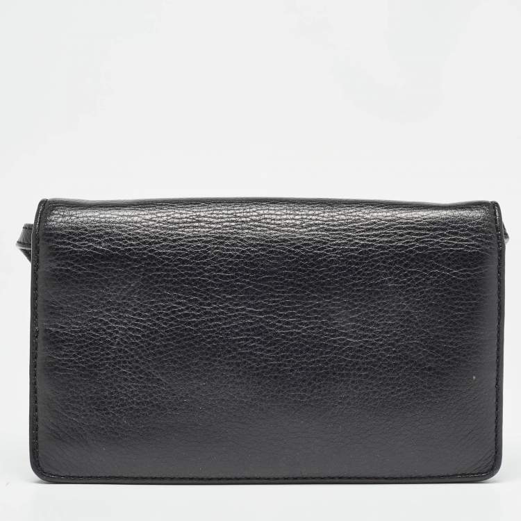 Pre Owned Marc Jacobs Black Leather Recruit Wallet on Strap 