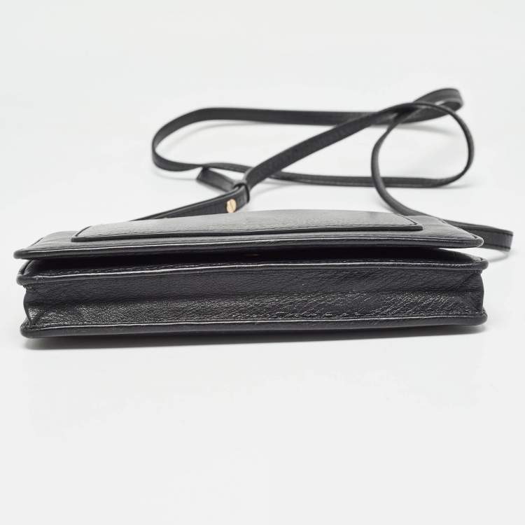 Pre Owned Marc Jacobs Black Leather Recruit Wallet on Strap 