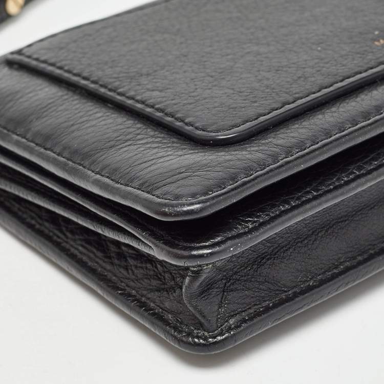 Pre Owned Marc Jacobs Black Leather Recruit Wallet on Strap 