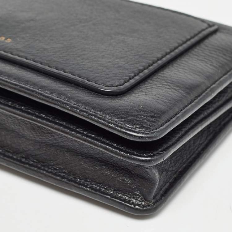 Pre Owned Marc Jacobs Black Leather Recruit Wallet on Strap 