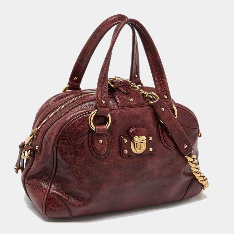 Pre Owned Marc Jacobs Burgundy Leather Satchel