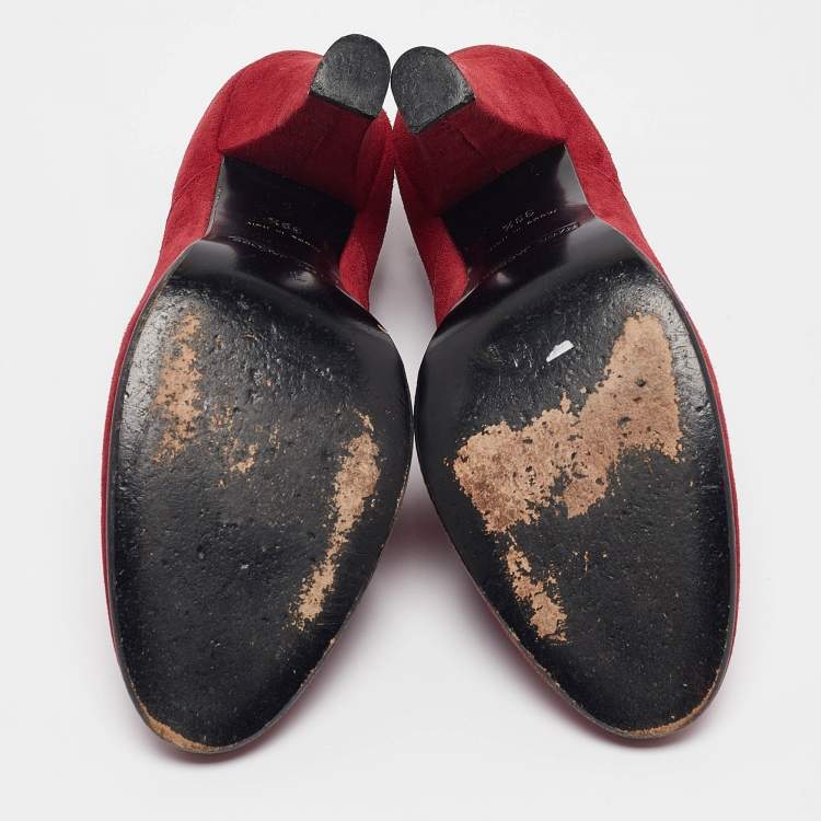Pre Owned Marc Jacobs Red Suede Ankle Boots Size 39.5