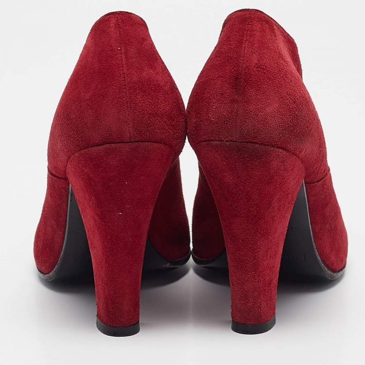 Pre Owned Marc Jacobs Red Suede Ankle Boots Size 39.5