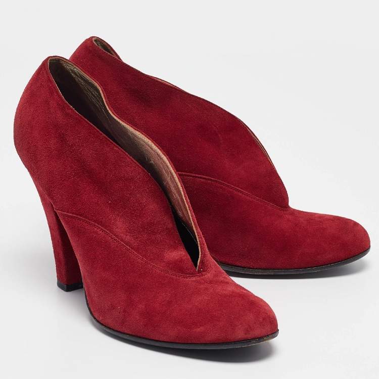 Pre Owned Marc Jacobs Red Suede Ankle Boots Size 39.5
