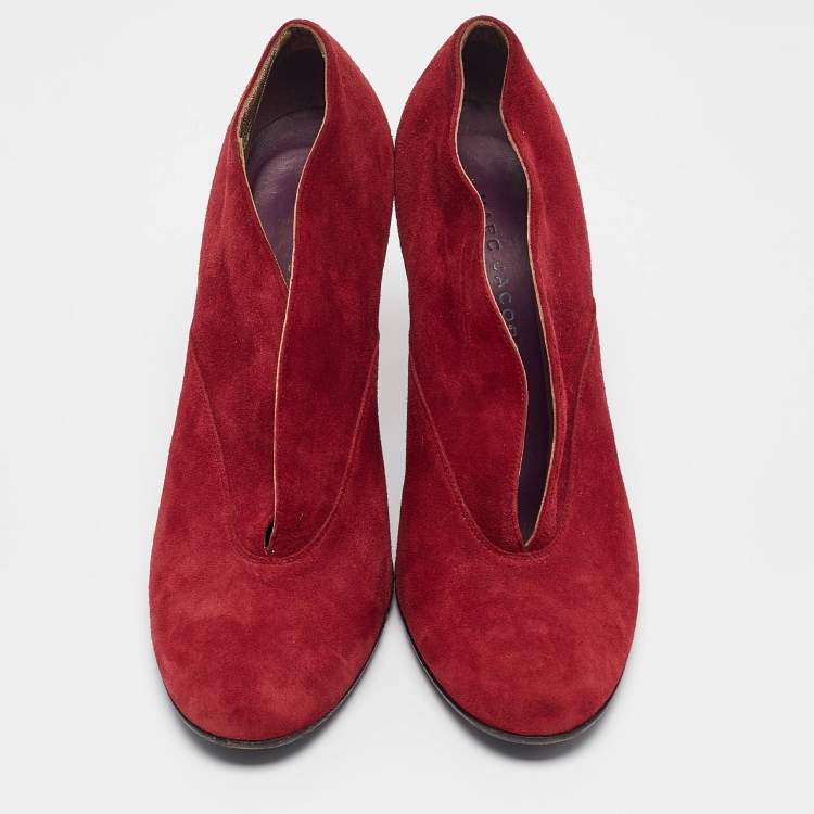 Pre Owned Marc Jacobs Red Suede Ankle Boots Size 39.5