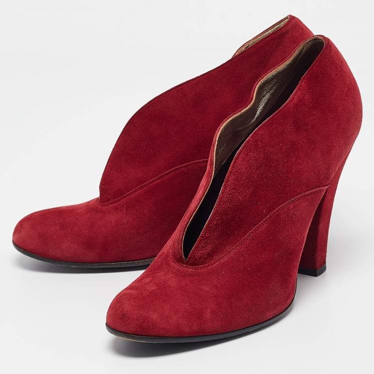 Pre Owned Marc Jacobs Red Suede Ankle Boots Size 39.5
