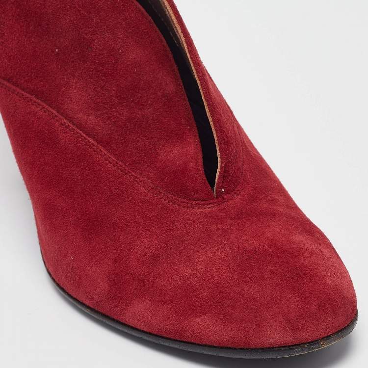 Pre Owned Marc Jacobs Red Suede Ankle Boots Size 39.5