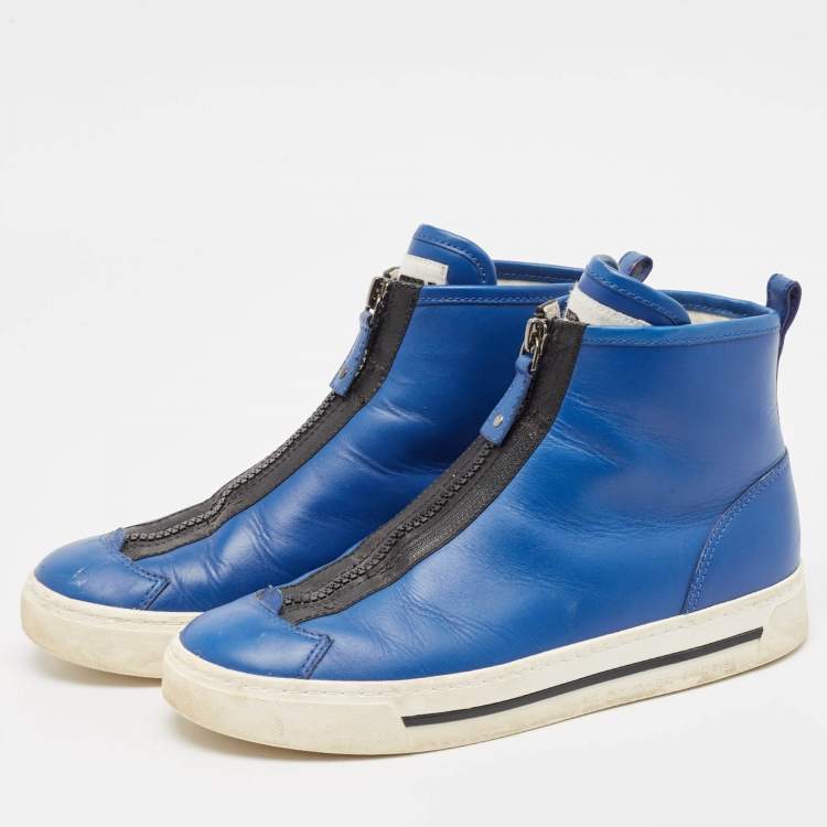 Pre Owned Marc Jacobs Blue Leather High Top Sneakers Size 36