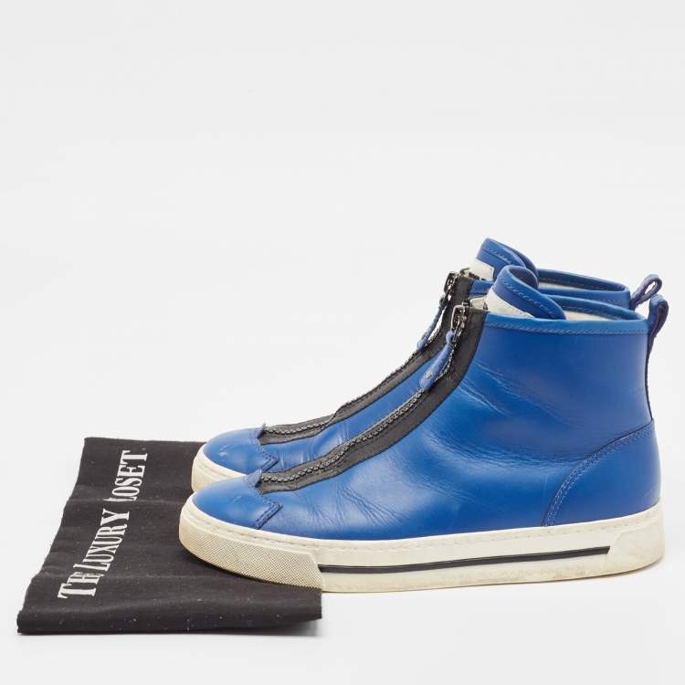 Pre Owned Marc Jacobs Blue Leather High Top Sneakers Size 36