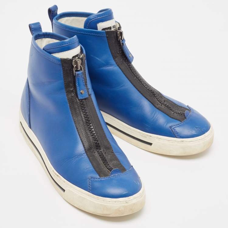 Pre Owned Marc Jacobs Blue Leather High Top Sneakers Size 36