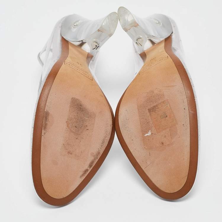 Pre Owned Marc Jacobs Transparent Leather and PVC Block Heel Pumps Size 38