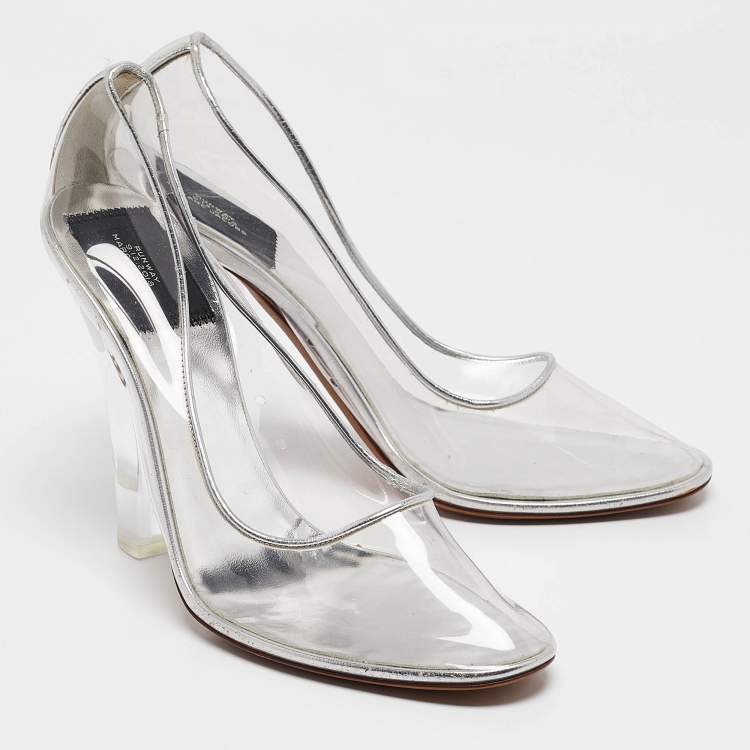 Pre Owned Marc Jacobs Transparent Leather and PVC Block Heel Pumps Size 38