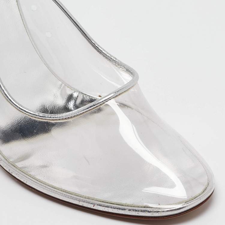 Pre Owned Marc Jacobs Transparent Leather and PVC Block Heel Pumps Size 38