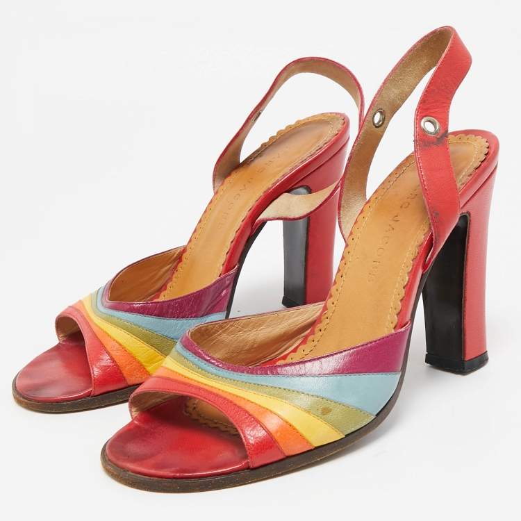 Pre Owned Marc Jacobs Multicolor Leather Open Toe Slingback Sandals Size 37