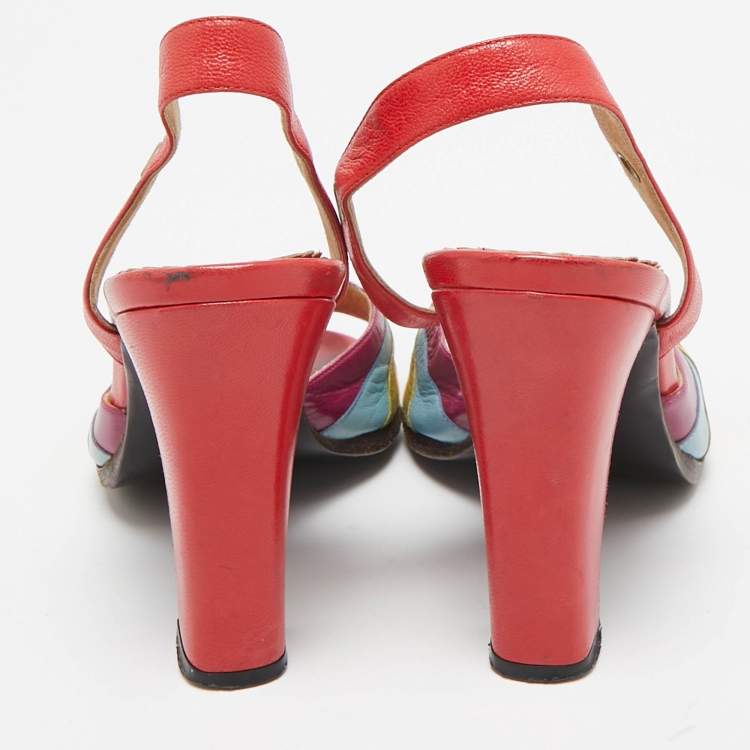 Pre Owned Marc Jacobs Multicolor Leather Open Toe Slingback Sandals Size 37