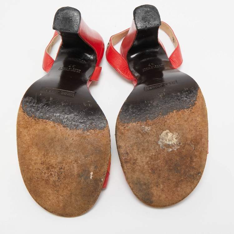 Pre Owned Marc Jacobs Multicolor Leather Open Toe Slingback Sandals Size 37