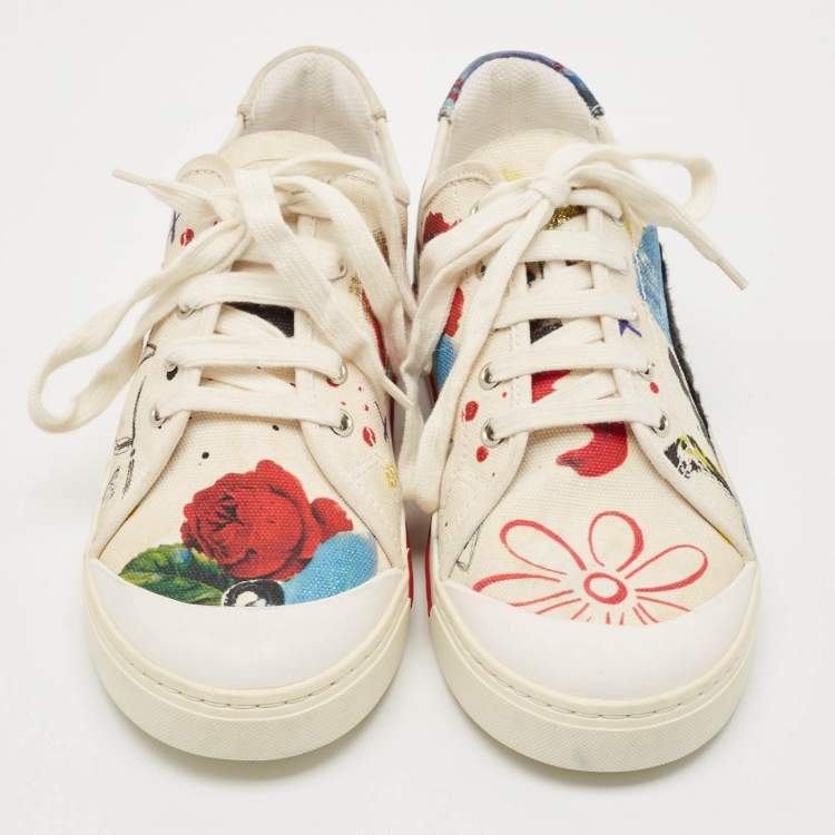 Pre Owned Marc Jacobs Multicolor Printed Canvas Christy Pave Sneakers Size 39