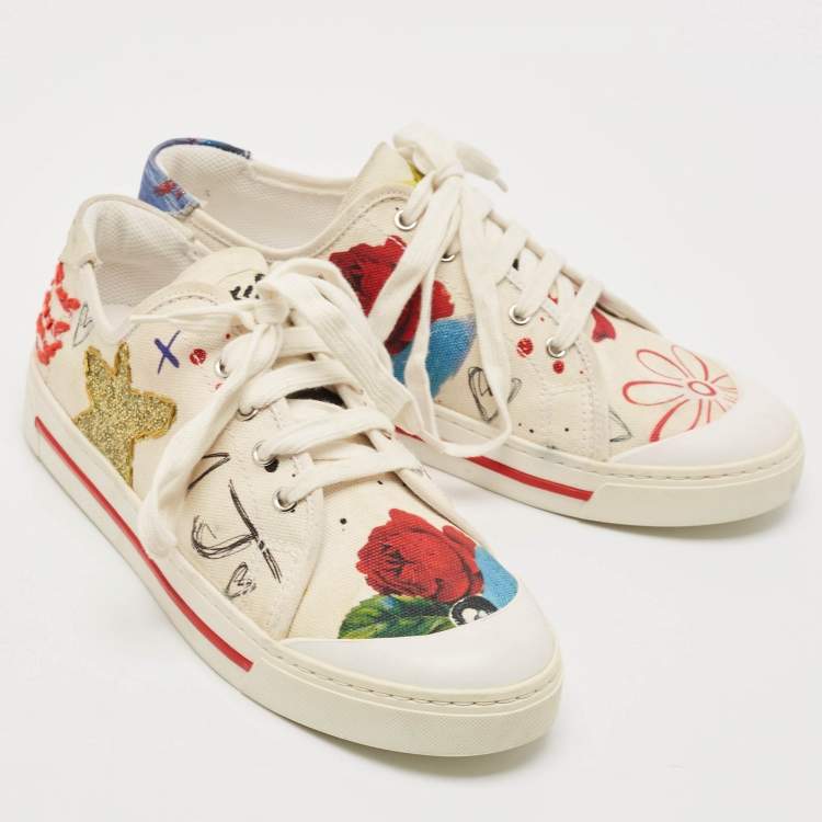 Pre Owned Marc Jacobs Multicolor Printed Canvas Christy Pave Sneakers Size 39