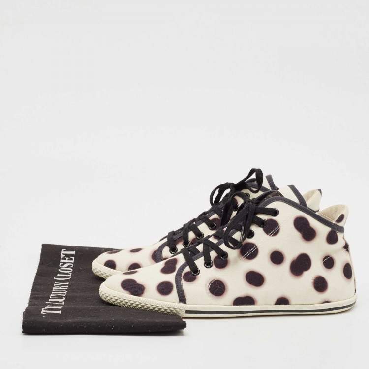 Pre Owned Marc Jacobs Black/Cream Dot Canvas Lace Up Sneakers Size 37