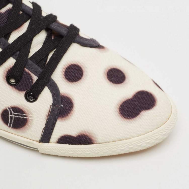 Pre Owned Marc Jacobs Black/Cream Dot Canvas Lace Up Sneakers Size 37