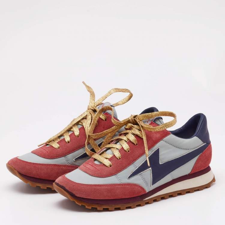 Pre Owned Marc Jacobs Tricolor Suede and Leather Lace Up  Sneakers Size 37