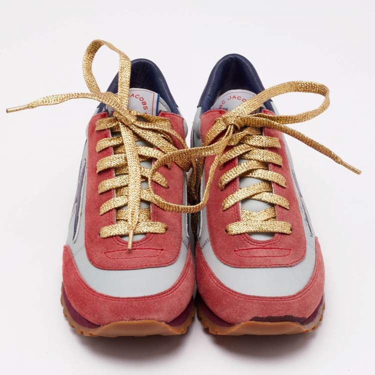 Pre Owned Marc Jacobs Tricolor Suede and Leather Lace Up  Sneakers Size 37