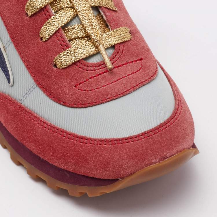 Pre Owned Marc Jacobs Tricolor Suede and Leather Lace Up  Sneakers Size 37