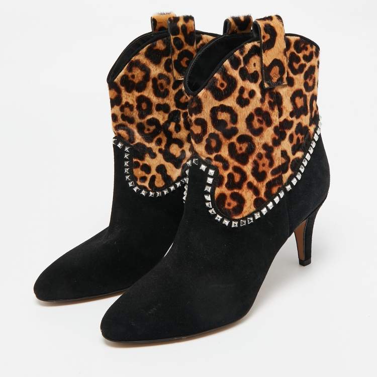 Pre Owned Marc Jacobs Brown/Black  Calf Hair and Suede Ankle Length Boots Size 37