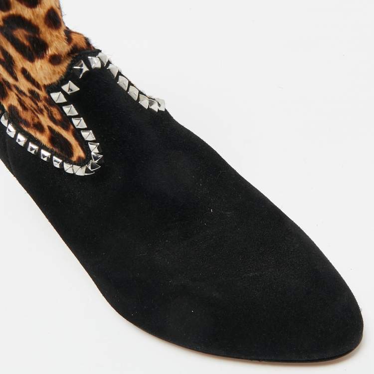 Pre Owned Marc Jacobs Brown/Black  Calf Hair and Suede Ankle Length Boots Size 37