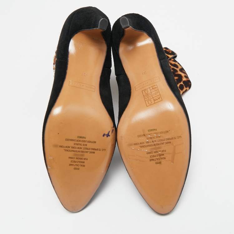 Pre Owned Marc Jacobs Brown/Black  Calf Hair and Suede Ankle Length Boots Size 37