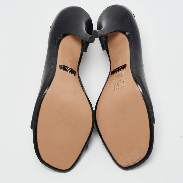 مملوكة مسبقًا Marc Jacobs Black Leather Logo Ankle Chain Strap Sandals Size 40