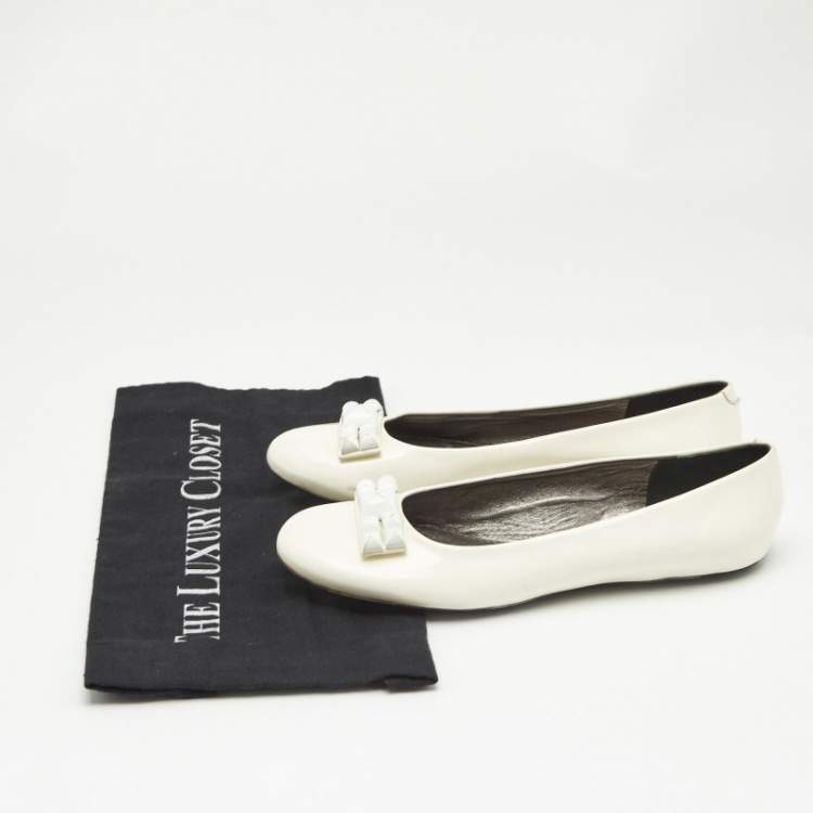 Pre Owned Marc Jacobs White Patent Leather Ballet Flats Size 37