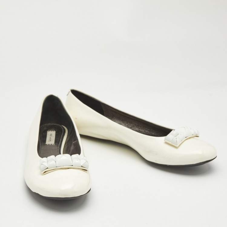 Pre Owned Marc Jacobs White Patent Leather Ballet Flats Size 37