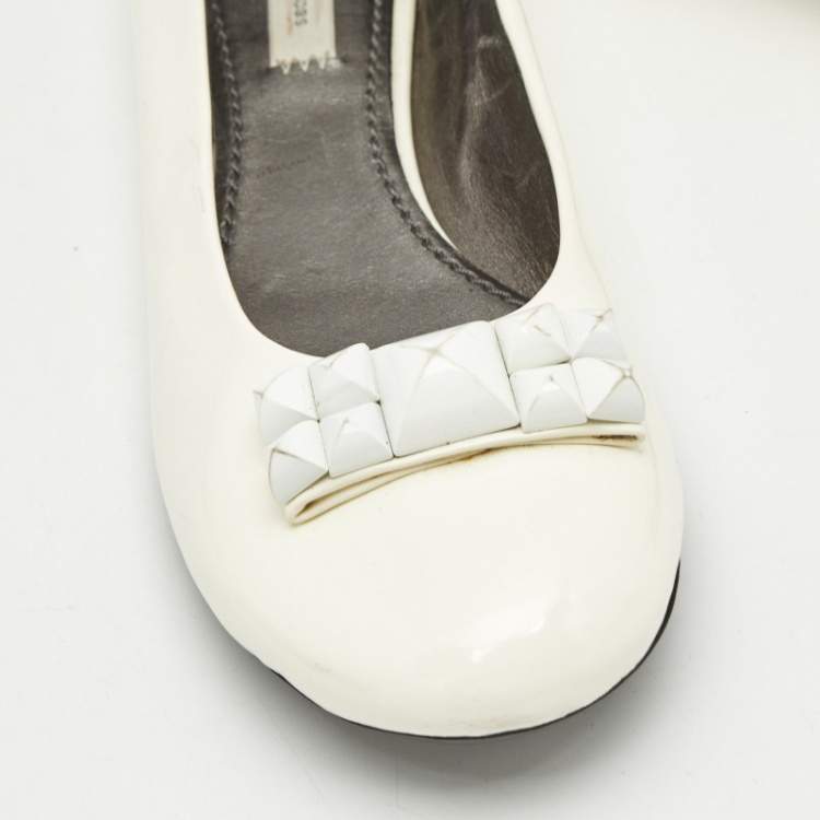 Pre Owned Marc Jacobs White Patent Leather Ballet Flats Size 37